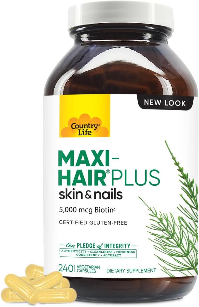 Χώρα Ζωή, Maxi-Hair Plus Βιοτίνη, Υποστηρίζει υγιή μαλλιά, δέρμα και νύχια, ημερήσιο συμπλήρωμα, 240 ct