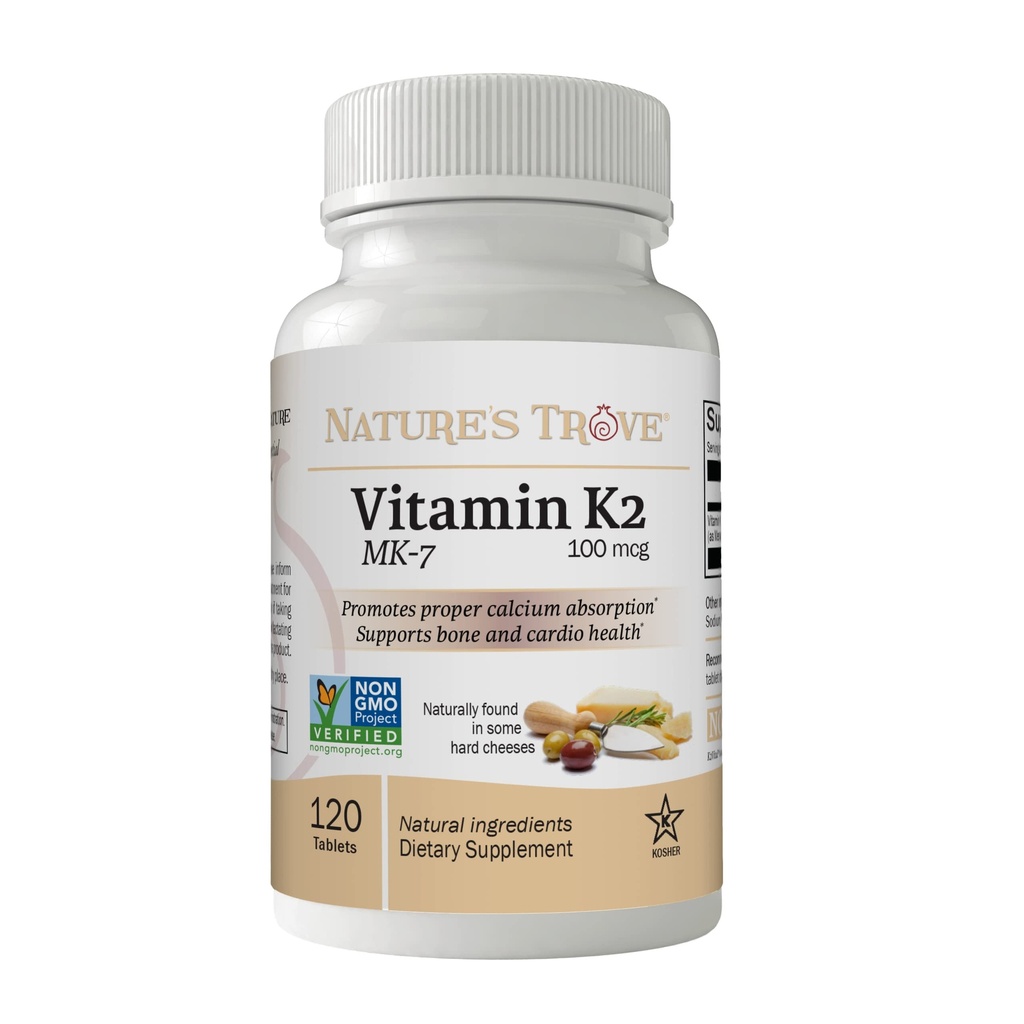 Συμπλήρωμα βιταμίνης K2 MK7, 100mcg, 120 Count, Vegan