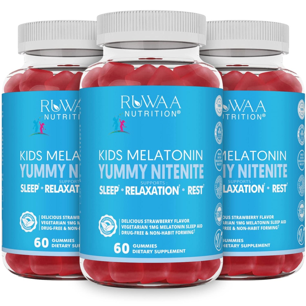 Μελατονίνη 1mg Gummies για παιδιά, ασφαλή, χωρίς φάρμακα και αποτελεσματική φυσική βοήθεια ύπνου συμπλήρωμα για τα παιδιά. Παιδιά 1mg Gummy μελατονίνης, Χωρίς γλουτένη χορτοφάγοι Ξεκούραστα προϊόντα ύπνου για ηλικίες 4+. 180ct (3)