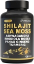 Shilajit Κάψουλες για άνδρες - 50% Fulvic Acid, 85+ Trace Minerals Pure Himalayan, Shilajit Resin Extract with Sea Moss, Ashwagandha- for Energy, Stamina -120 Κάψουλες
