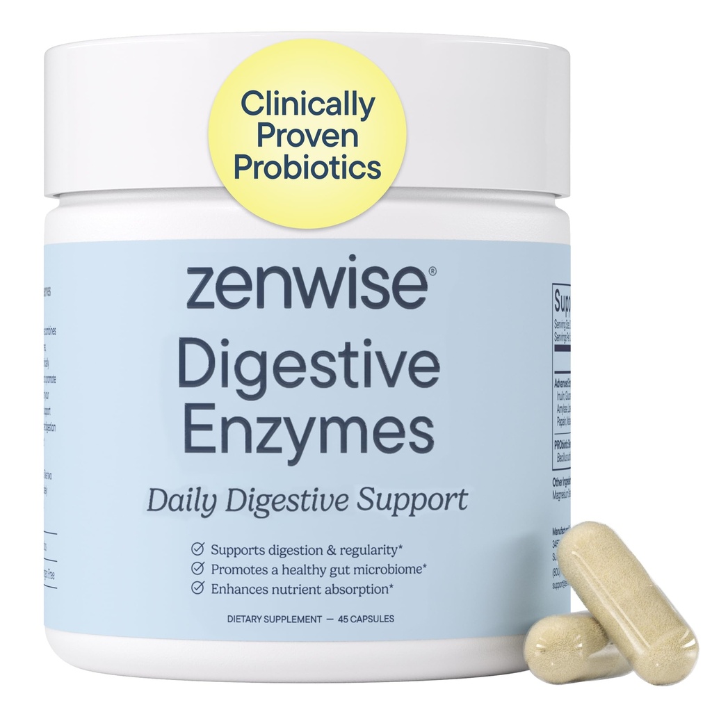 Zenwise Health Digestive Enzymes for Gut Health & Bloating Relief - Multi Enzymes Digestion Supplement with Probiotics, Bromelain & Papaya for Digestive Health Support - Άνδρες & Γυναίκες - 45 Count
