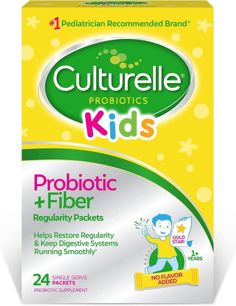 Culturelle Kids Regularity Probiotic & Fiber Dietary Supplement - Βοηθά στην αποκατάσταση της κανονικότητας και τη διατήρηση των παιδικών Digestive Systems που λειτουργούν ομαλά* - Λειτουργεί φυσικά με το σώμα του παιδιού* - 24 μονά πακέτα