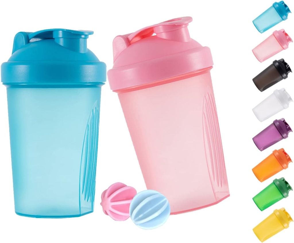 Shakeer μπουκάλι πρωτεΐνη ανακινεί και 16-Ounce/400ML shaker-Bottle με μπάλες Whisk, Non-BPA πλαστικό (μπλε + Pink(2PCS))