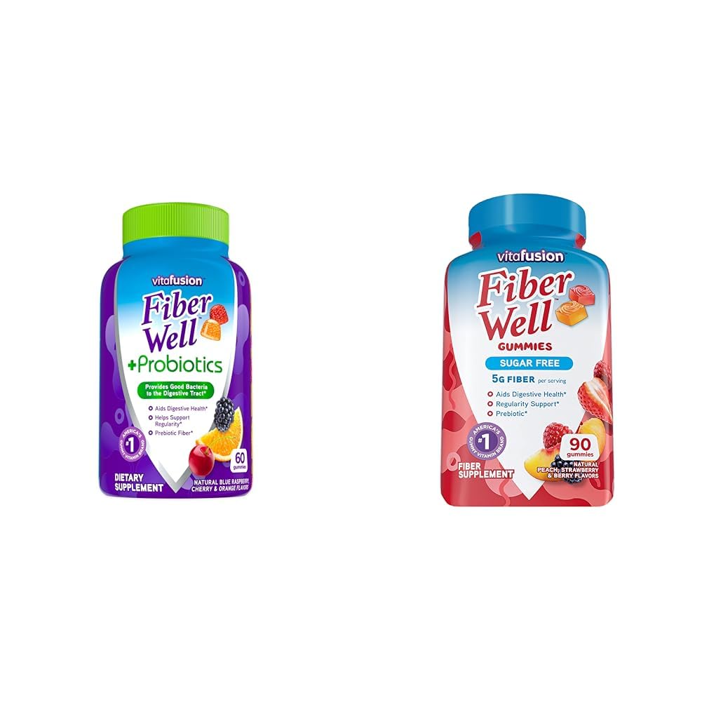 Vitafusion Fiber Well + Probiotics Gummies για ενήλικες, 60 Count Sugar Free Fiber Gummies, 90 Count