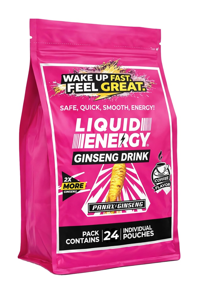 Vital 4U® Liquid Energy Shot - Ginseng, Β Βιταμίνες, Φυσικά γλυκαντικά, Καφέ Γεύση, 24 ct