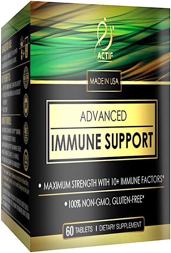 Actif Advanced Immune Support with 10+ Factors for Immunity Booster - 100% Φυσικό, Μη-ΓΤΟ, 60 καταμέτρηση