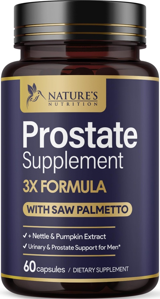 Συμπληρώματα υγείας Prostate για τους άνδρες 1000mg - 3X δύναμη με πριονισμένο Palmetto Blend Stinging ρίζας & κολοκύθας σπόρων Σύμπλεγμα υποστήριξης - Υποστηρίζει ταξίδια μπάνιο Prostate & ουρική υγεία - 60 κάψουλες