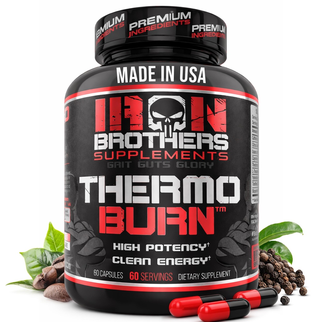 Iron Brothers Thermo Burn Hardcore Fat Burner – High Stim Thermogenic with Yohimbine HCl, Grains of Paradise & Caffeine – Μεταβολισμός Booster & Ορεκτικό Control – 60 Κάψουλες