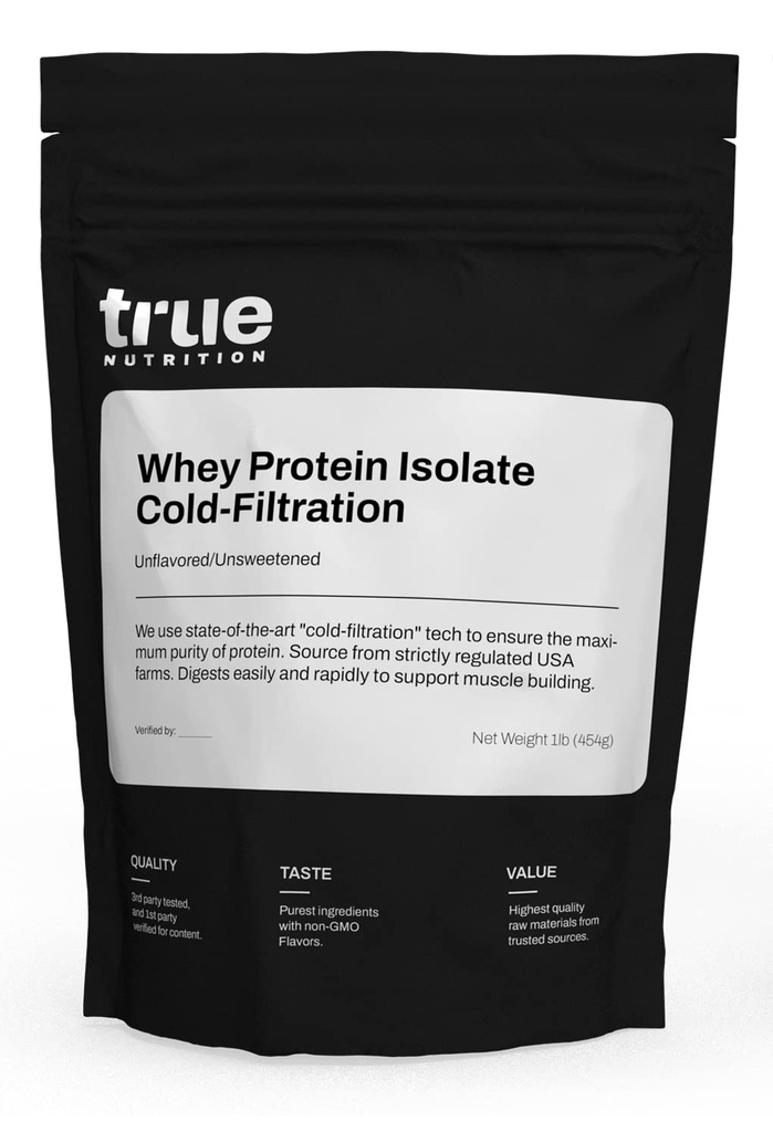 Αληθινή Διατροφή - Άγευστη πρωτεΐνη Whey Isolate Ψυχρή Φιλτράρισμα -100% Whey Protein Powder - 27g Πρωτεΐνη ανά Σερβίρισμα - Αναμειγνύει Εύκολα και Γεύσεις Μεγάλη - Τρίτο μέρος Δοκιμάστηκε -Άγευστο/Άγλυκο - 1lb
