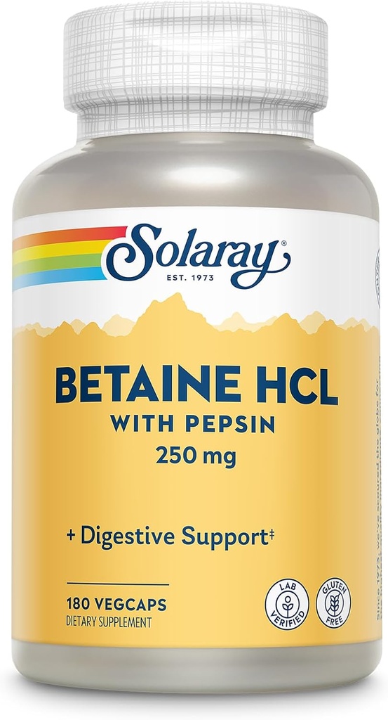 Solaray - HCl with Pepsin - 250 mg - 180 capsules