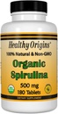 Healthy Origins Spirulina, 500 mg (Οργανικό) - Βιολογικό δισκίο Spirulina με Βιταμίνη Α & Βιταμίνη Β12 - Kosher Certified - Vegan, Non- GMO, και Gluten-free Spirulina Pill - 180 δισκία