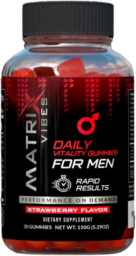 Daily Vitality Gummies for Men - Ολιστική υποστήριξη ευεξίας - Adaptogen-Enriched - Νοστιμότατο άρωμα φράουλα - 30-Day Supply