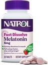 Natrol Fast Dissolve Melatonin 5 mg, Συμπληρώματα μελατονίνης για Ξεκούραστο Ύπνο, Υποστήριξη ύπνου για Ενήλικες, 30 φράουλα-Flavored δισκία, Μέχρι 30 ημέρες προσφοράς