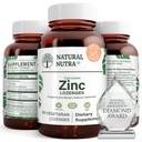 Φυσικός ψευδάργυρος Nutra Lozenges με βιταμίνη C, άρωμα λεμόνι, υποστήριξη ανοσοποιητικό, νευρικό σύστημα & δύναμη των οστών, Ενισχυμένος με Bioflavonoids και Bee Propolis, Υπογλώσσιο γλυκονικό ψευδάργυρο, 60 χορτοφάγους