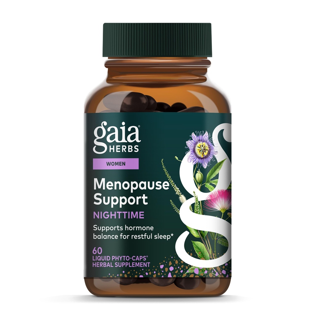 Gaia Herbs Nighttime Comfort - Συμπλήρωμα εμμηνόπαυσης για γυναίκες - με Black Cohosh, Mimosa, Passionflower & St. John’s Wort - 60 Vegan Liquid Phyto-Caps (30 Services)