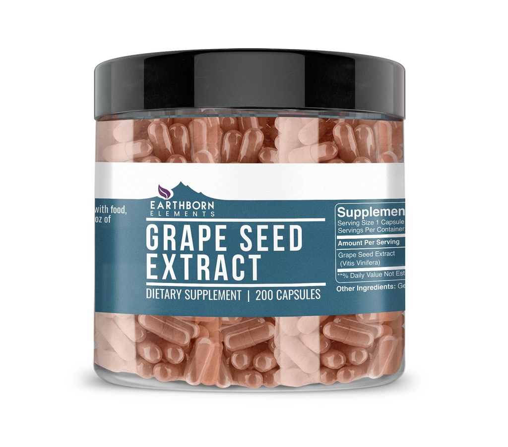 Earthborn Elements Pure Grape Seed Extract 200 Κάψουλες, Pure & Undiluted, No Πρόσθετα