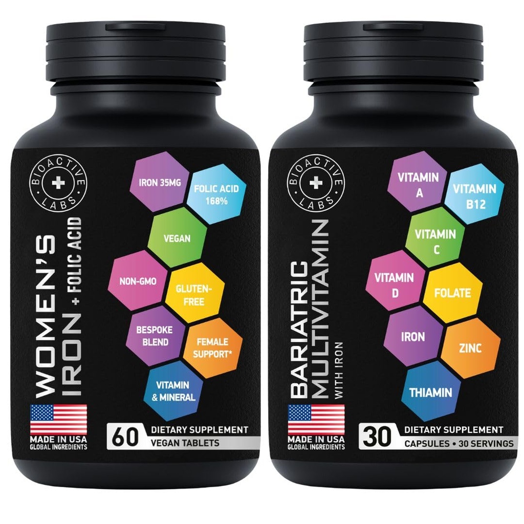 Βαριατρική πολυβιταμίνη και Vegan Iron Post Gastric Bypass Vitamin Bundle