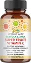 Βιολογικό Veda Superfruits Κάψουλα βιταμίνης C με Acerola Cherry & Amla Berry - Συμπληρώματα Φυσικής Βιταμίνης C με Εσπεριδοειδή Βιοφλαβονοειδή για Ανοσία, Κυτταρικό & Δέρμα Υγεία - 120 Vegan Χάπια
