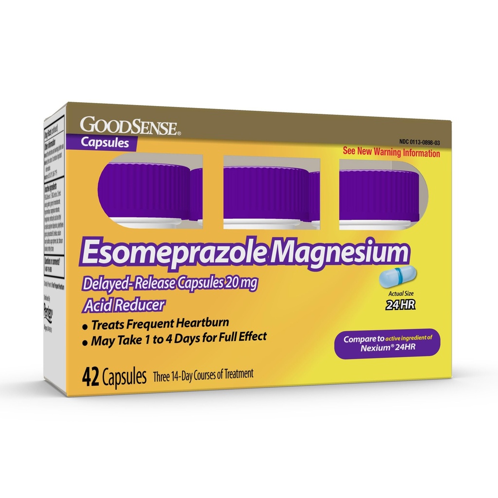 Esomeprazole Μαγνήσιο Καθυστερημένης αποδέσμευσης κάψουλες 20 mg, Proton Αντλία Inhibitor (PPI) για 24 ώρες Συχνή Θεραπεία Heartburn, 42 Count