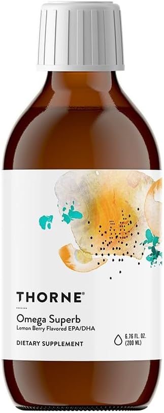 THORNE - Omega Superb - Easy Dosing Fish Oil Liquid with EPA and DHA* - Lemon Berry - 6.76 Fl Oz (200 ml)