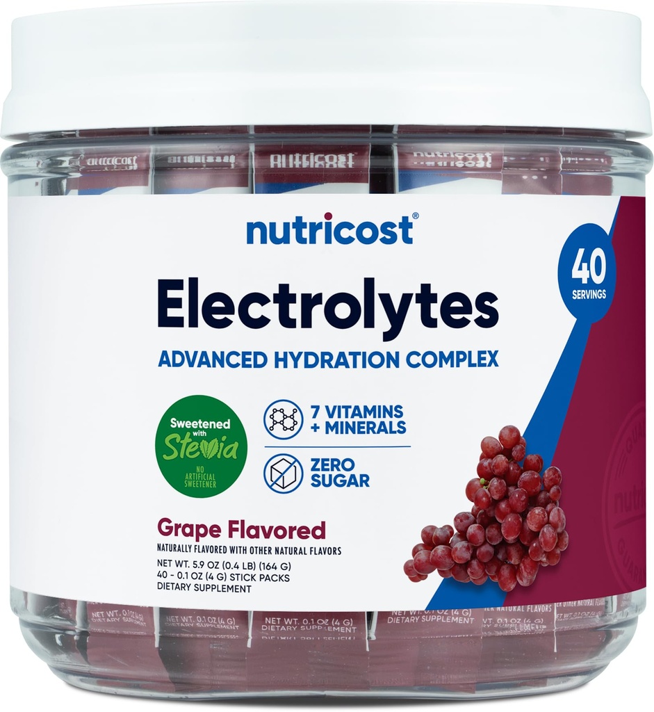 Nutricost Electrolytes Complex, Grape Flavored, 40 Stickpacks - Σύνθετη Hydration Complex