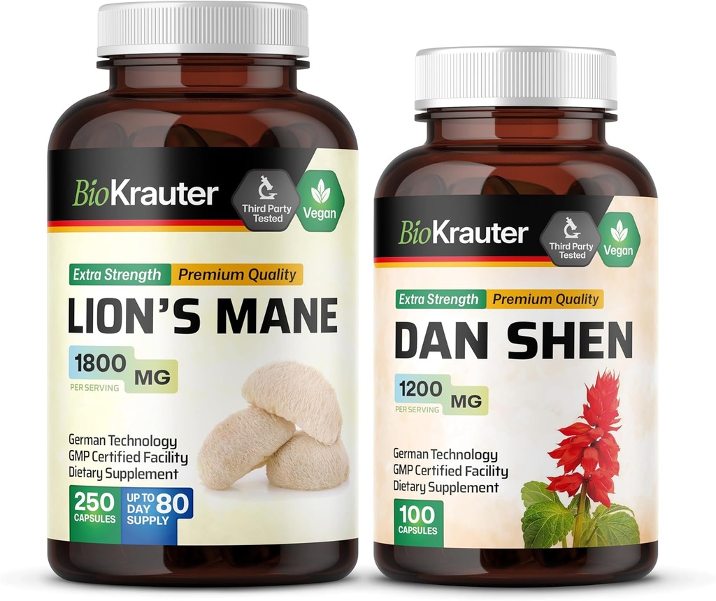 BIO KRAUTER Mane 250 κάψουλες & Dan Shen 100 κάψουλες