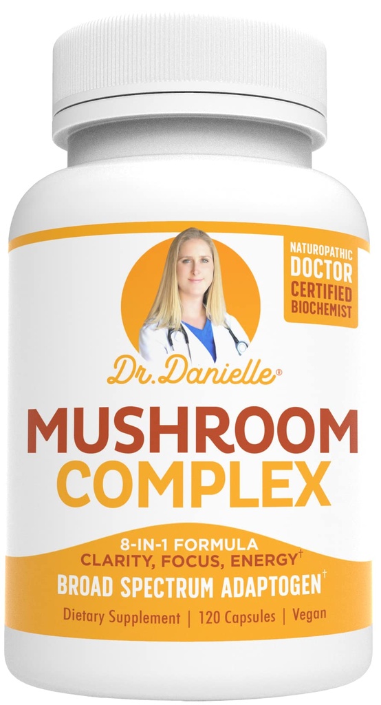 Doctor Danielle Organic Mushroom Complex Supplement – 8 Organic Mushrooms Including Reishi, Lion’s Mane, Cordyceps & Chaga – Vegan Capsules, Thoughtfully Formulated for Daily Wellness