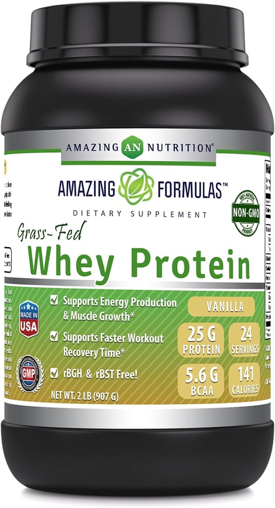 Amazing Formulas Grass-Fed Whey Protein Powder Supplement 