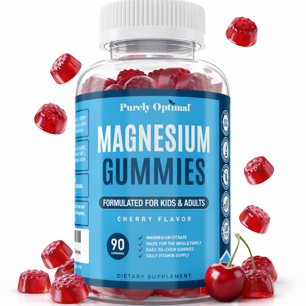 Αμιγώς Βέλτιστο Μαγνήσιο Citrate Gummies για παιδιά & ενήλικες - Νόστιμο κεράσι Γεύση - Ύπνος, Ήρεμη & Πειθαρχική Υποστήριξη, Χαλάρωση, Μυική Υγεία - Μασώμενα Μαγνήσιο, Χωρίς Γλουτένη, Vegan - 90 Gummies