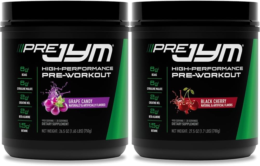 Pre JYM Grape Candy Pre Workout Powder 30 Σερβιτόρες & Black Cherry Flavor 30 Σερβιτόρες Bundle