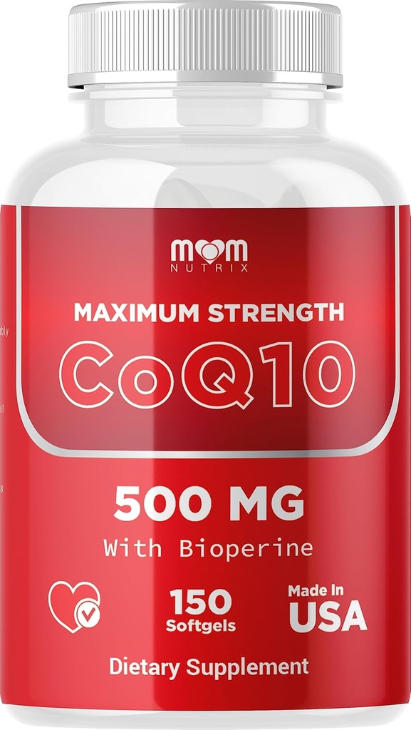 Dr. JOEL'S MOM Nutrix CoQ10 500mg – Υποστήριξη Παραγωγής Κυτταρικής Ενέργειας – Καλύτερη Απορρόφηση με Βιοπερίνη – 150 Softgels – Made in USA