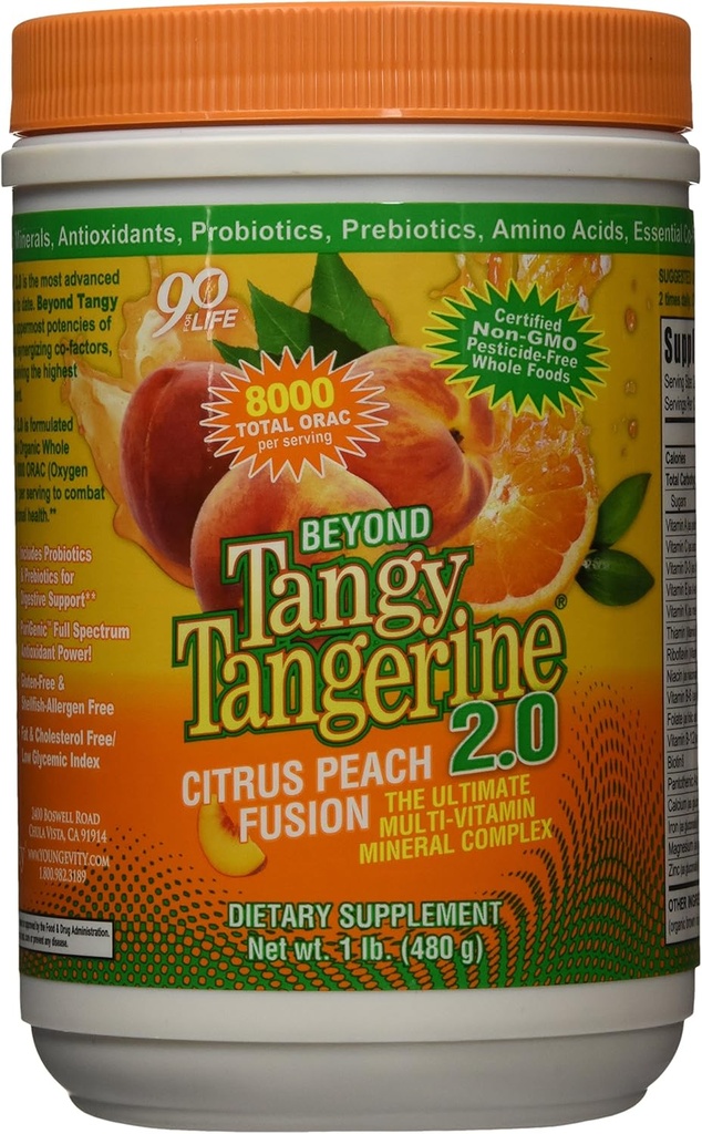 Youngevity Beyond Tangy Tangerine 2.0 Citrus Peach Fusion Multi-Vitamin & Mineral Complex - Made with Natural & Whole Foods 