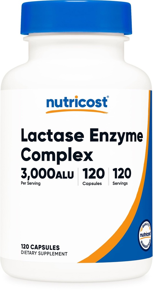 Nutricost Lactase Enzyme Complex 3.000 FCC ALU, 120 κάψουλες για χορτοφάγους - Μη ΓΤΟ, Χωρίς γλουτένη, 120 μερίδες
