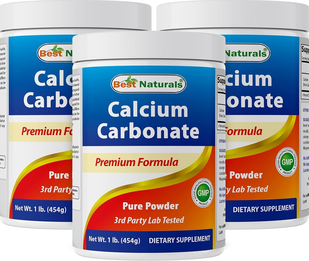Best Naturals Calcium Carbonate Powder 1 Pound - Food Grade (16 OZ (Pack of 3))