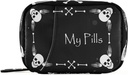 Halloween My Pill Box 7 Day Skull Pill Case Travel Pill Organizer Bag with Zipper Portable Weekly Case Compact Size for Vitamin Supplement Holder