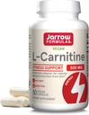 Jarrow Formulas® L-Carnitine 500 mg, Dietary Supplement, Support for Cellular Energy Production, 50 Veggie Capsules, 50 Day Supply