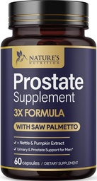 Συμπληρώματα υγείας Prostate για τους άνδρες 1000mg - 3X δύναμη με πριονισμένο Palmetto Blend Stinging ρίζας & κολοκύθας σπόρων Σύμπλεγμα υποστήριξης - Υποστηρίζει ταξίδια μπάνιο Prostate & ουρική υγεία - 60 κάψουλες