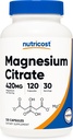 Nutricost Magnesium Citrate 420mg, 120 Veggie Capsules - 30 Servings, Gluten Free, Non-GMO Supplement