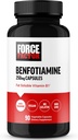 FORCE FACTOR Benfotiamine Plus συμπλήρωμα θειαμίνης, λιπώδης διαλυτή βιταμίνη Β1 για υψηλή απορρόφηση, μη ΓΤΟ, Vegan, 90 κάψουλες λαχανικών