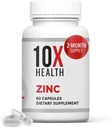 10X Health Zinc Συμπληρώματα - Περιέχει ψευδάργυρο 30mg για σύνθεση DNA & πρωτεΐνης, Γενική ευεξία & ανοσοποιητικό συμπλήρωμα υποστήριξης - Εξαιρετικά απορροφήσιμες βιταμίνες (60 κάψουλες)