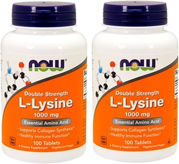 NOW Τρόφιμα L- Λυσίνη 1000mg, 100 δισκία (πακέτο του 2)
