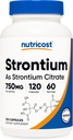 Κάψουλες Nutricost Strontium 750mg, 120 Κάψουλες - Χορτοφαγικά, Μη ΓΤΟ, Χωρίς Γλουτένη