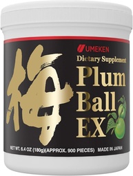 Umeken Plum Ball EX, Συμπυκνωμένο εκχύλισμα με αντιοξειδωτικά, κιτρικό οξύ και μουμηχάλια, ημερήσιο συμπλήρωμα, Ιαπωνικό εκχύλισμα πράσινου δαμάσκηνου, 3 μήνες προσφοράς, 6,4oz, 180g μπουκάλι, συσκευασία του 1