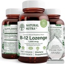 Natural Nutra Vitamin B12 συμπλήρωμα, Βοηθά στην αύξηση των επιπέδων ενέργειας, Απαραίτητο για το υγιές νευρικό σύστημα, βοηθά στη βελτίωση της διάθεσης & ψυχική υγεία, υποστηρίζει το καρδιοαγγειακό σύστημα, 100 Lozenges