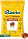 Ricola Original Herb Cough Drops, 115 Count, Βήχας Καταπιεστικό & Λαρύγγι Ανακουφίζει σταγόνες με φυσικώς πηγασμένη Μέντχολ, Ευχάριστη γεύση βοτάνων & Λαρύγγι Ερεθιστικό Σύμπτωμα Ανακούφιση