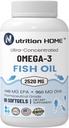 Triple Strength Omega 3 Fish Oil 3000 mg EPA & DHA, 2520mg of Omega 3 Fatty Acids 1440mg EPA + 960mg DHA Best Essential Fatty Acids Premium Burpless Softgel Supplements (90)