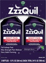 ZzzQuil Liquid, Max Strength Pain Reliever, Nighttime Sleep Aid Liquid, Acetaminophen 1000mg, Diphenhydramine 50mg HCI, Non-Habit Forming, Midnight Berry Flavored, 2 Pack, 24 FL OZ