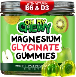 Κεντρο-γεμισμένο Μαγνήσιο Γλυκινικό Gummies 400MG - Υψηλή απορρόφηση για παιδιά, εφήβους & ενήλικες - Συμπλήρωμα για ύπνο, ηρεμία & μυϊκή χαλάρωση με B6 & D3 - Χωρίς γλουτένη & Vegan Friendly - 60 Count
