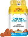 Χώρα Ζωή Ωμέγα-3 Gummies μέλι – Καρδιαγγειακή & Εγκεφαλική Υγεία Υποστήριξη – Μη ΓΤΟ, Πιστοποιημένα Χωρίς Γλουτένη – Φυσικά ζαχαρωμένα – 60 Gummies