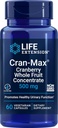 Life Extension Cran-Max®, 500 mg, Cranberry Whole Fruit Concentrate, Promotes Urinary Tract Health with Powerful antioxidants, Gluten-Free, Vegetarian, Non-GMO, 60 Capsules